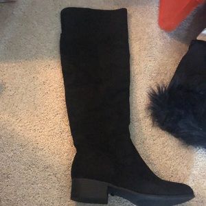 Black Over the knee suede boots